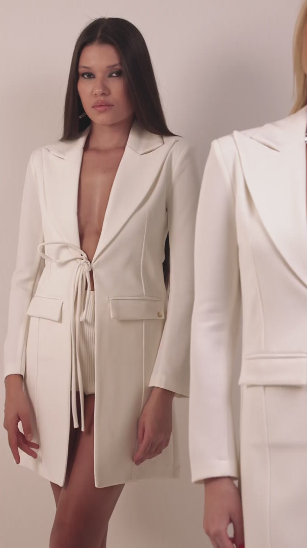 Jaleco feminino Lisboa de laço off-white